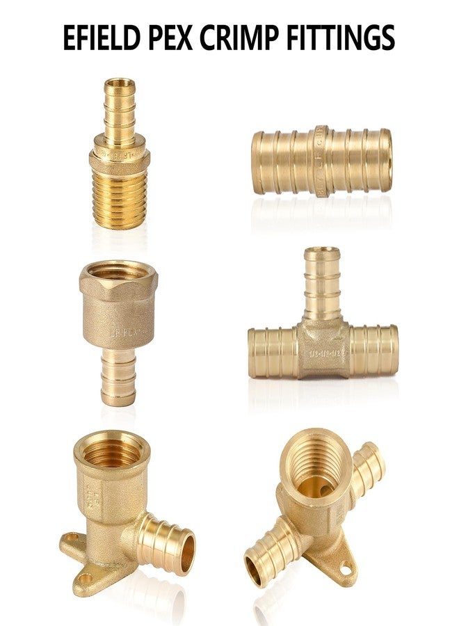 EFIELD (Pack of 5) EFIELD Pex 3/4" Pex x 1/2" Female NPT Swivel Adapter Barb Crimp Brass Fittings, ASTM F1807 (5),(PEX1807379-5PCS) - Image 5